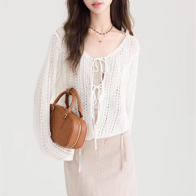 Tie-Front Crochet Lace Cardigan