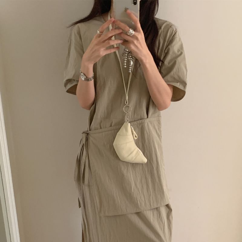 Mock Two-Piece Maxi Dress - Long Sleeve Crewneck