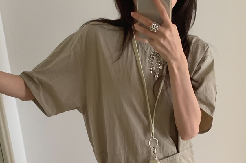 Mock Two-Piece Maxi Dress - Long Sleeve Crewneck
