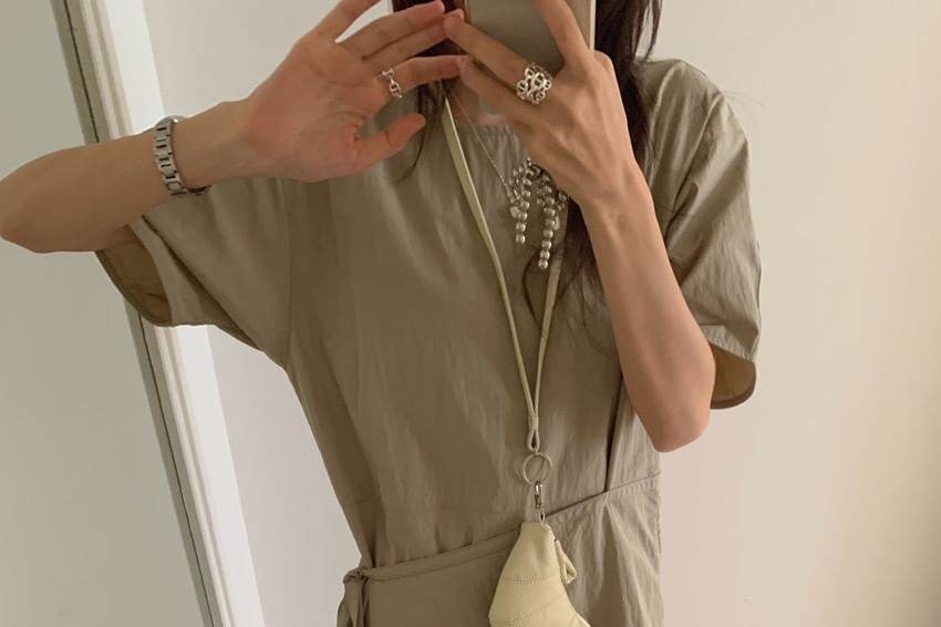 Mock Two-Piece Maxi Dress - Long Sleeve Crewneck