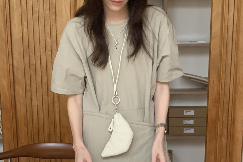 Mock Two-Piece Maxi Dress - Long Sleeve Crewneck
