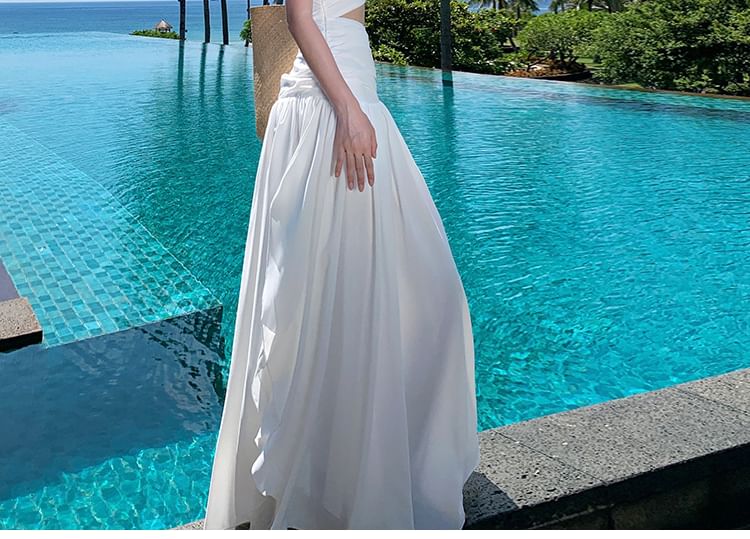 One-Shoulder Cutout Asymmetric A-Line Maxi Dress