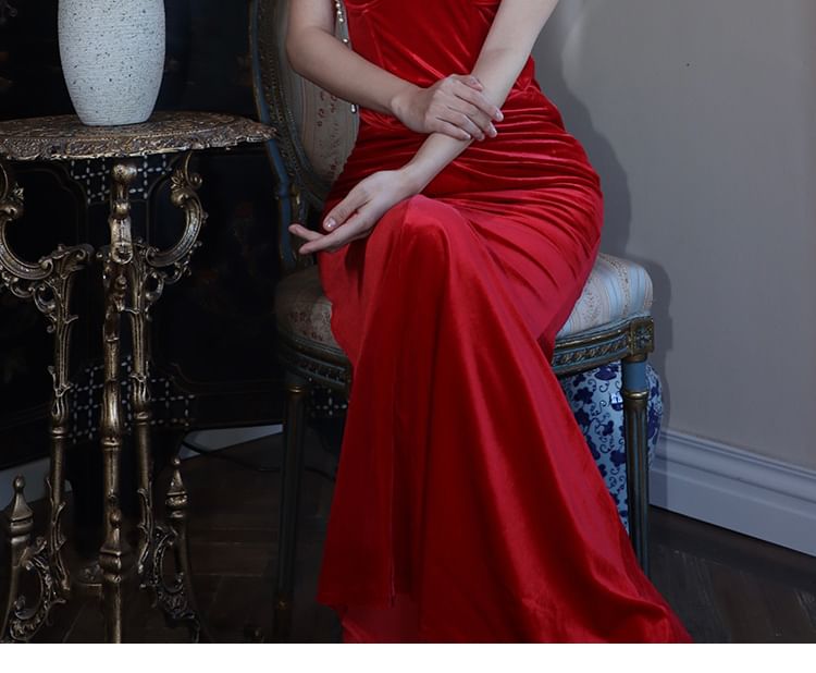 Twist Corset Mermaid Maxi Dress - Strapless Plain