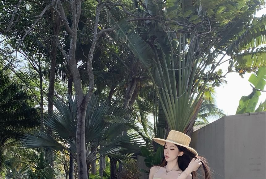 Tie Dye Slit Spaghetti Strap A-Line Maxi Gown