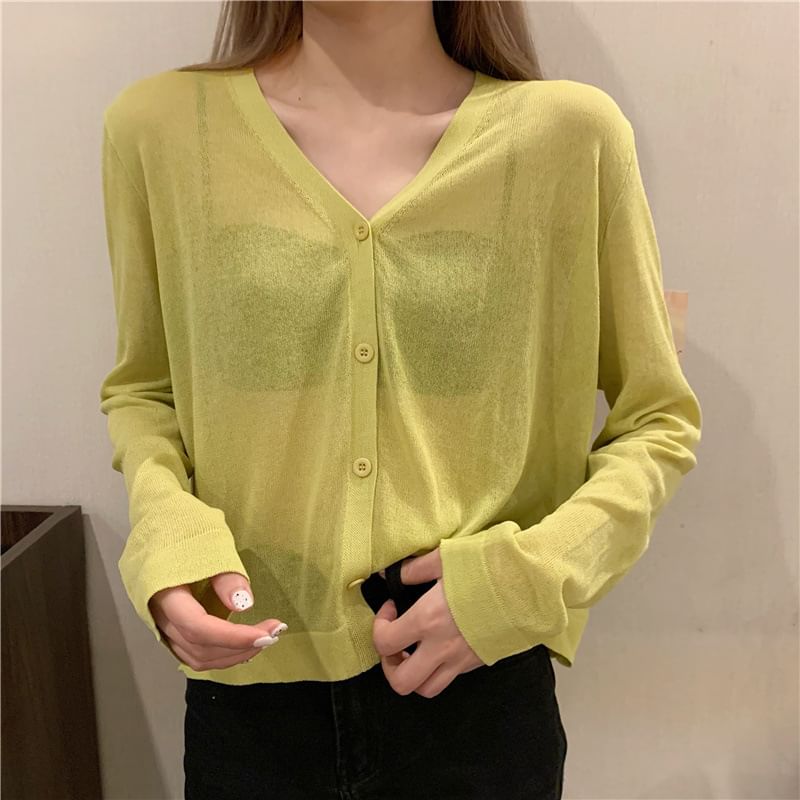 Sheer V-Neck Cardigan