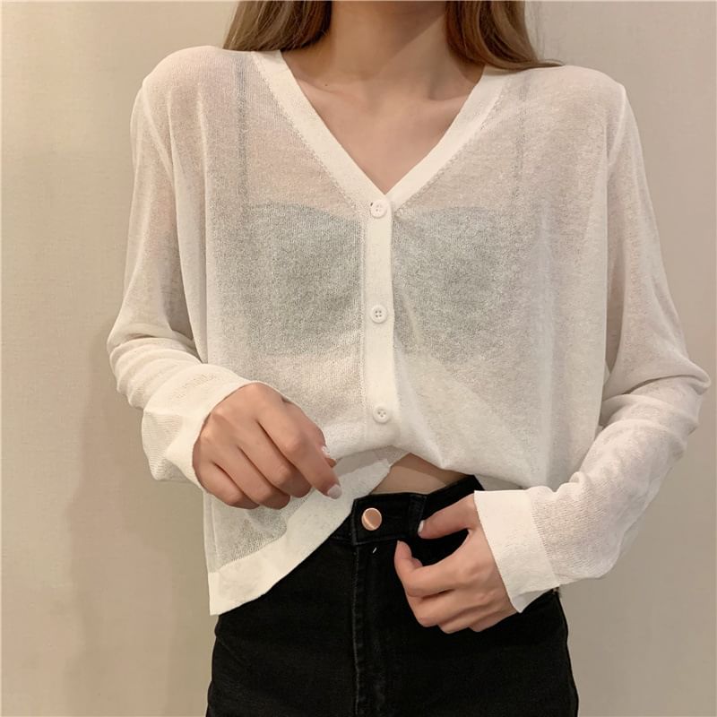 Sheer V-Neck Cardigan