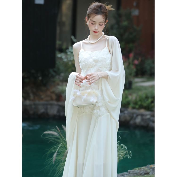 Lace Maxi Dress and Cardigan Set