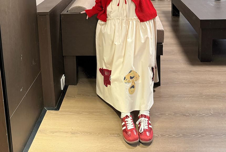Bow Lace-Up Knit Cardigan with Top and Skirt Set
