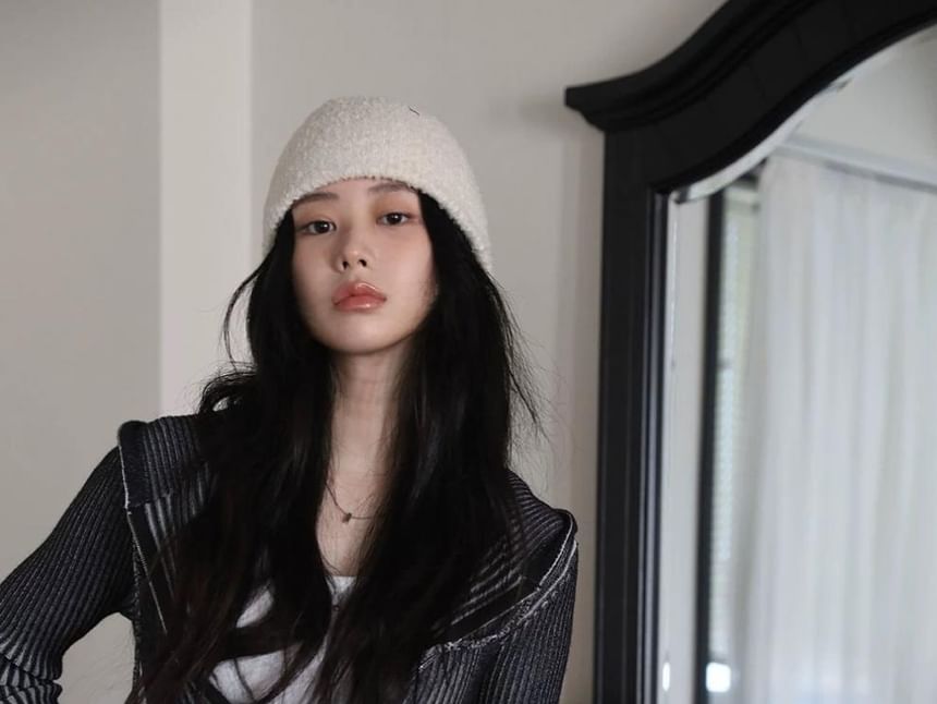 Hooded Ribbed Knit Zip Cardigan