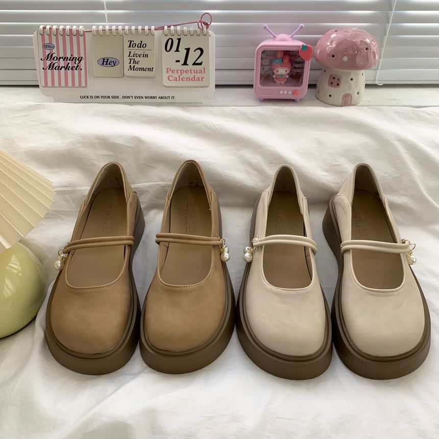 Faux Pearl Platform Mary Jane Shoes