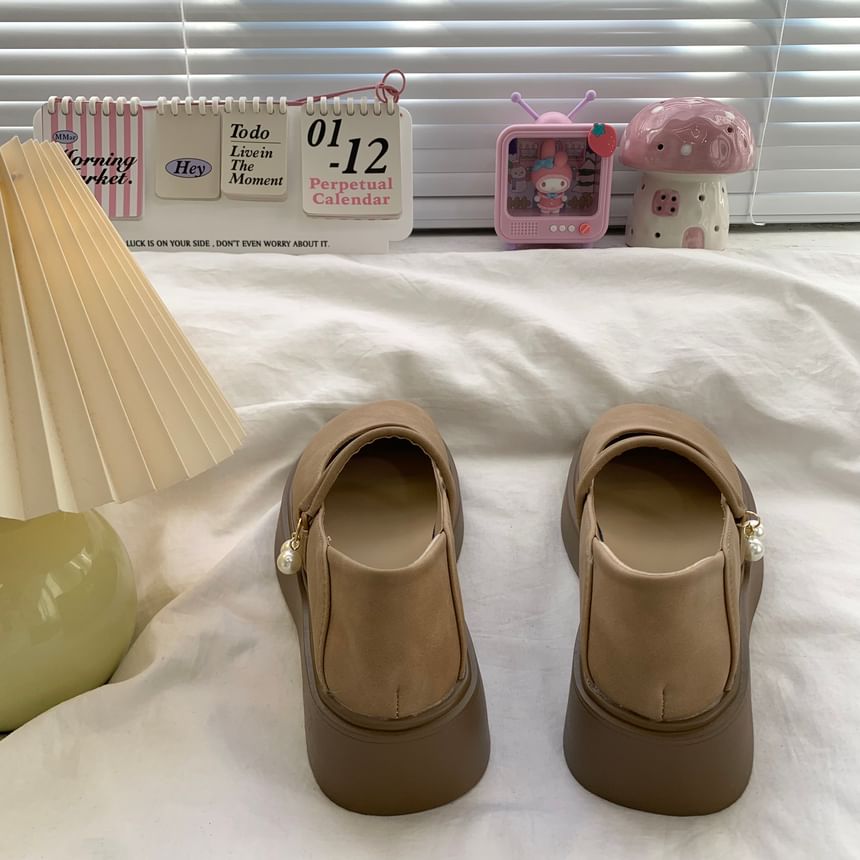 Faux Pearl Platform Mary Jane Shoes