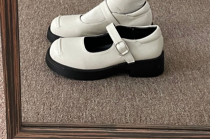 Round Toe Faux Leather Mary Jane Shoes