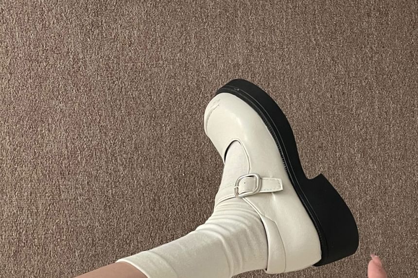 Round Toe Faux Leather Mary Jane Shoes
