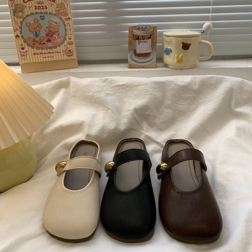 Round Toe Plain Mary Jane Mules