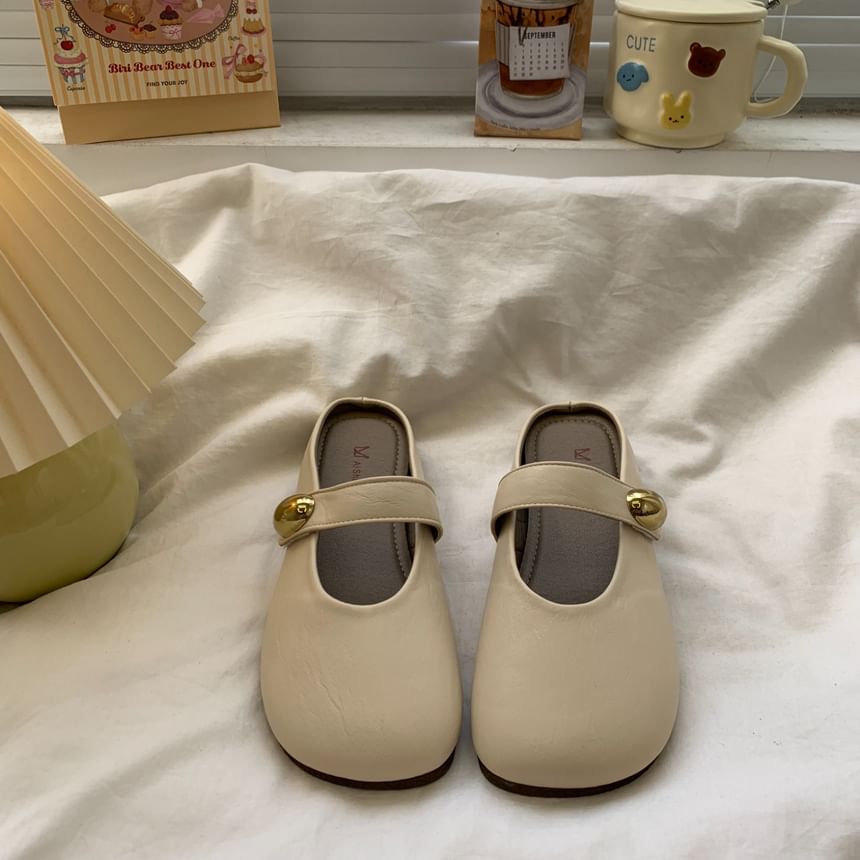 Round Toe Plain Mary Jane Mules
