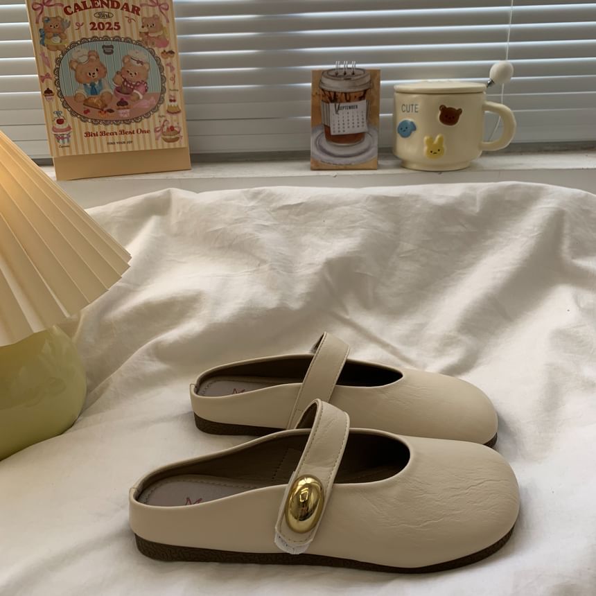 Round Toe Plain Mary Jane Mules