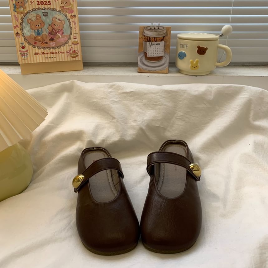 Round Toe Plain Mary Jane Mules