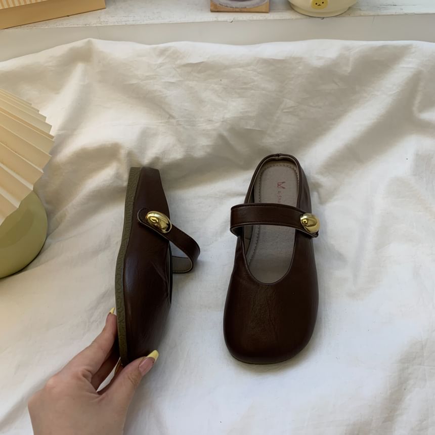 Round Toe Plain Mary Jane Mules