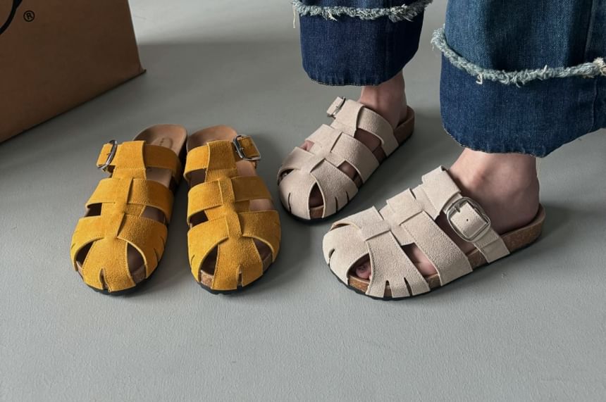 Cutout Buckled Slide Sandals