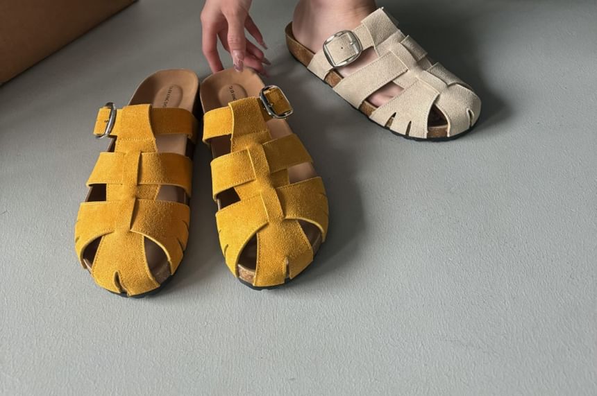 Cutout Buckled Slide Sandals