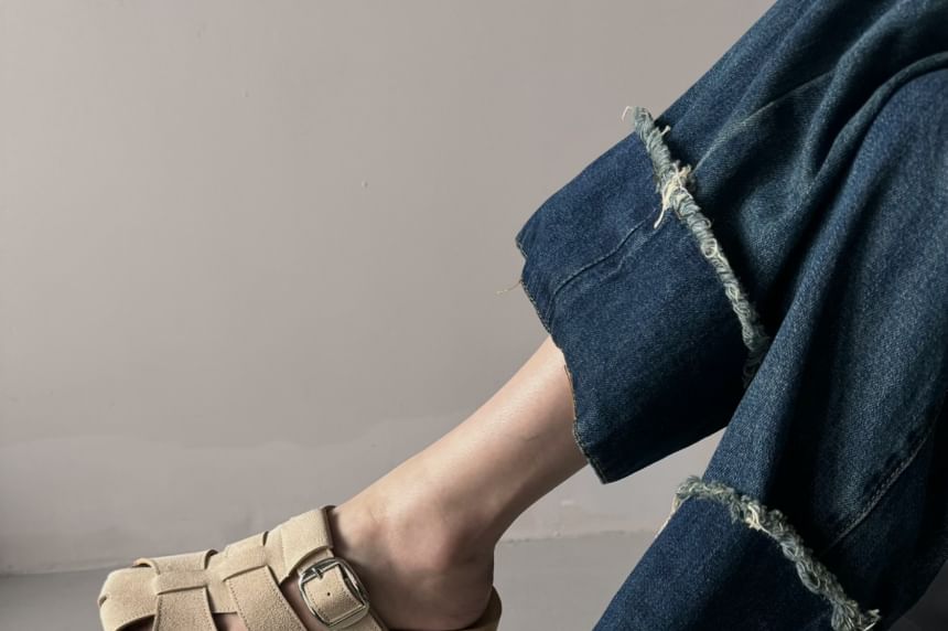Cutout Buckled Slide Sandals