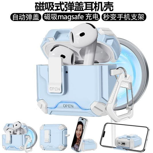 Utility Color Block Magnetic (Compatible with MagSafe) Apple AirPods / Pro Earphone Case Skin with Stand