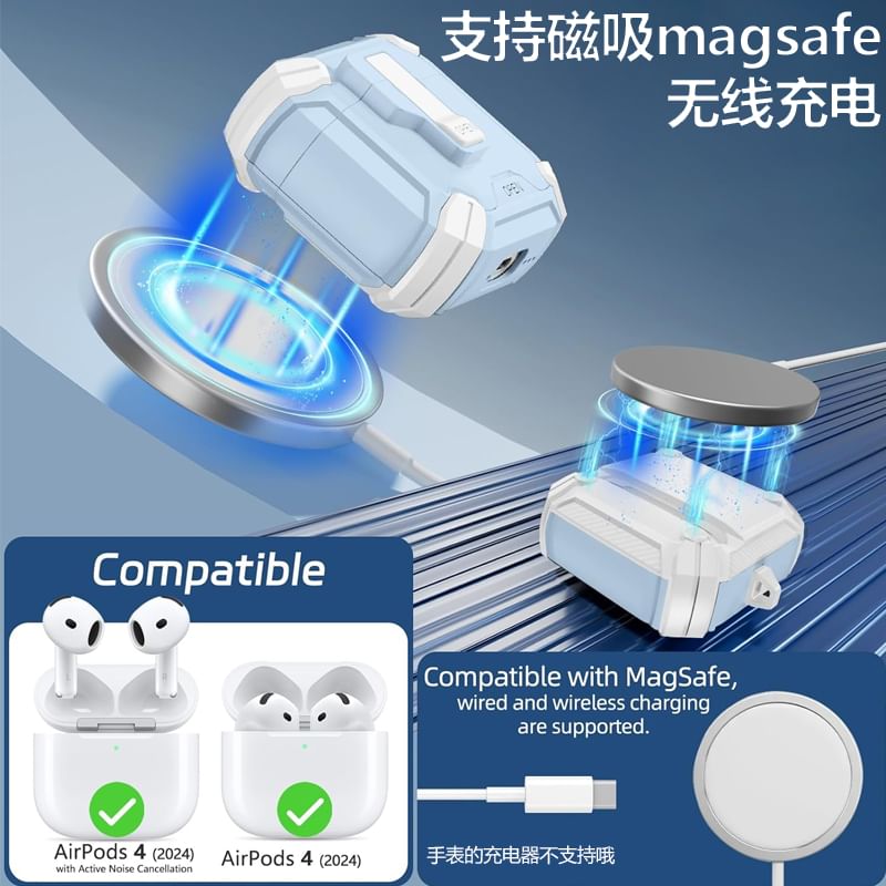 Utility Color Block Magnetic (Compatible with MagSafe) Apple AirPods / Pro Earphone Case Skin with Stand