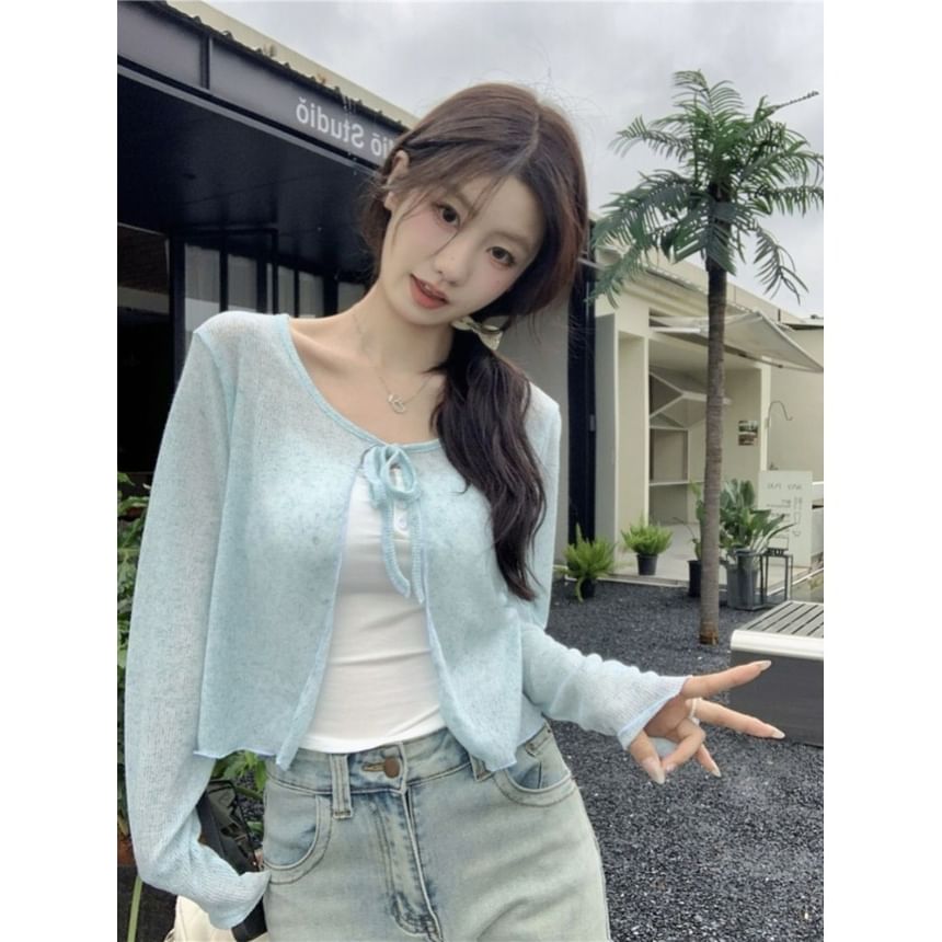 Crop Tie Front Cardigan
