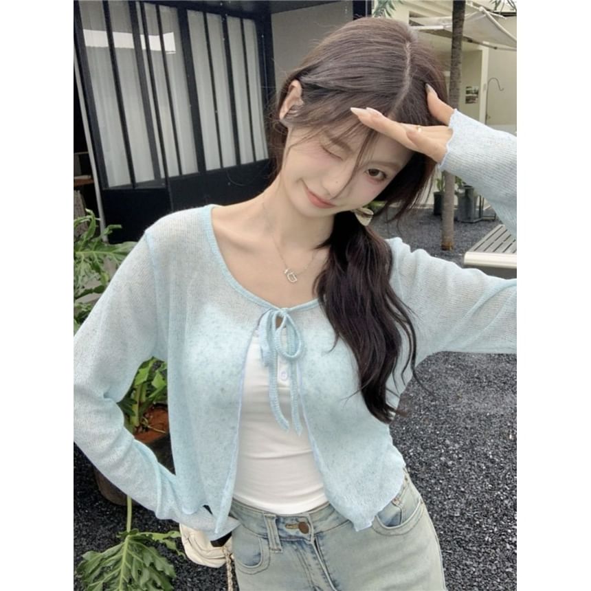 Crop Tie Front Cardigan