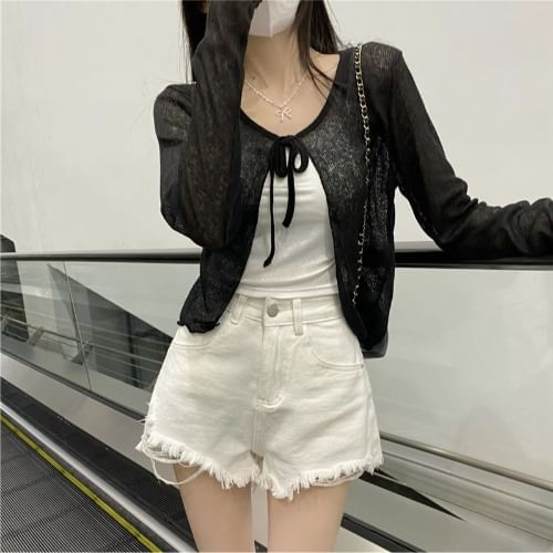 Crop Tie Front Cardigan