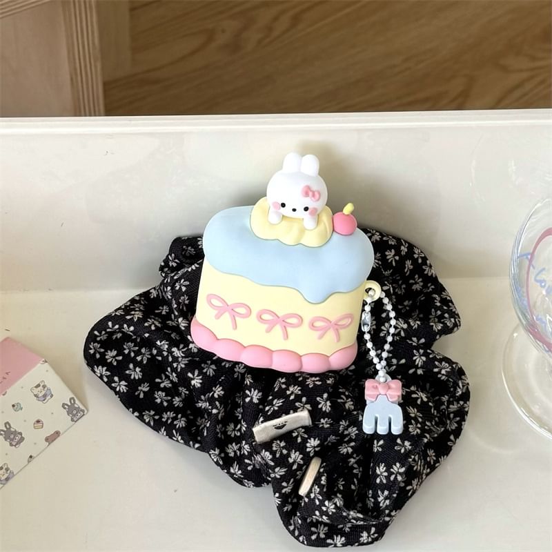 Set: Rabbit AirPods Earphone Case Protection Cover + Charm