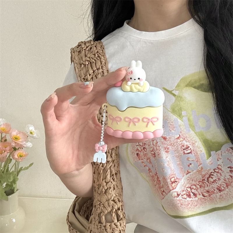 Set: Rabbit AirPods Earphone Case Protection Cover + Charm