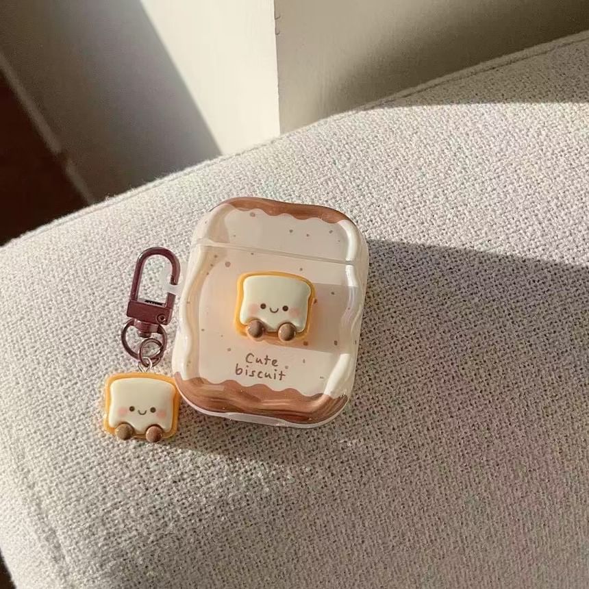 Set: Bread AirPods Earphone Case Protection Cover + Bread Charm