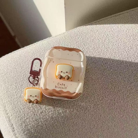 Set: Bread AirPods Earphone Case Protection Cover + Bread Charm