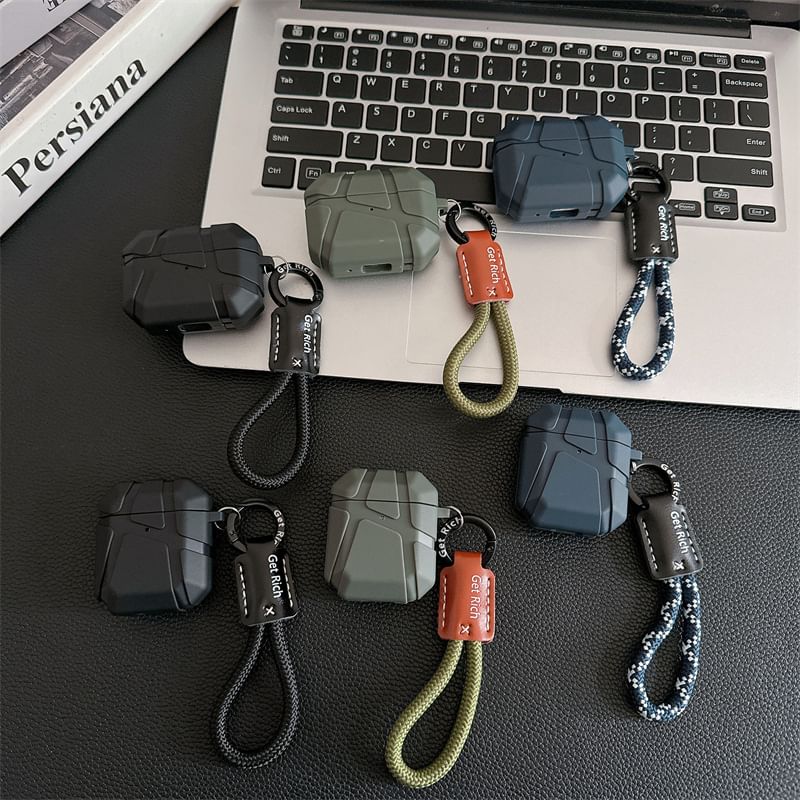 Set: Geometric AirPods / Pro Earphone Case Skin + Case Strap