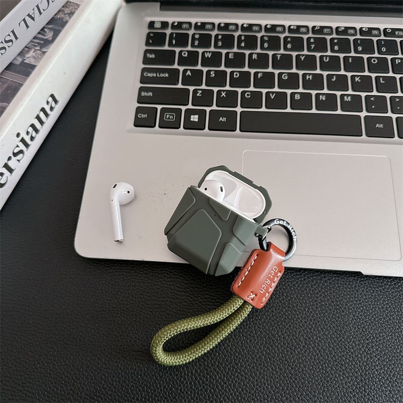 Set: Geometric AirPods / Pro Earphone Case Skin + Case Strap
