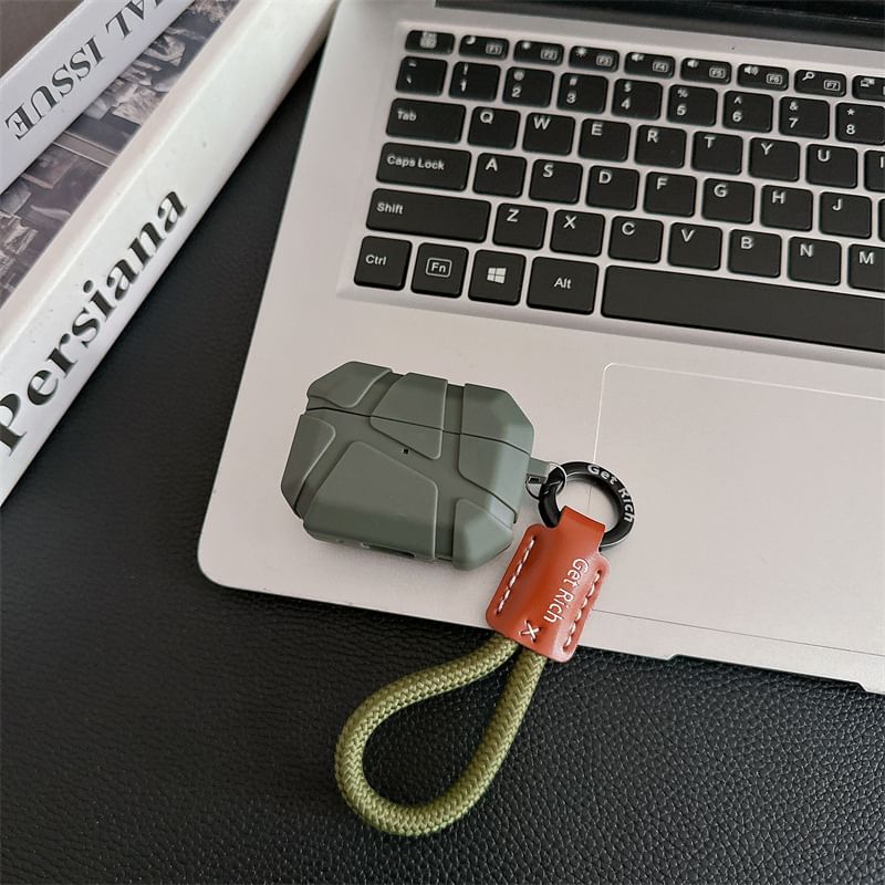 Set: Geometric AirPods / Pro Earphone Case Skin + Case Strap