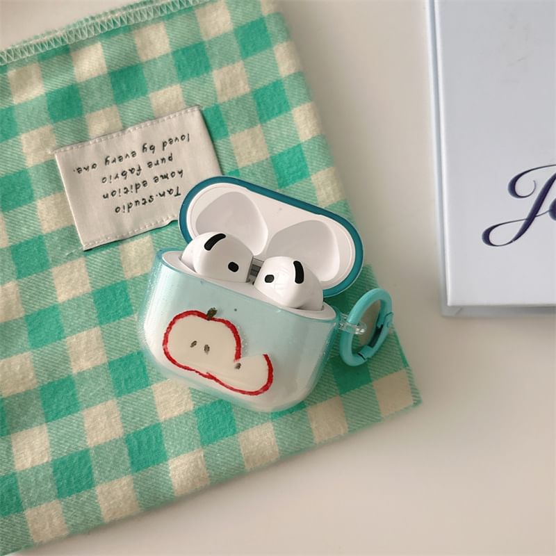 Set: Apple Print AirPods / Pro Earphone Case Skin + Charm