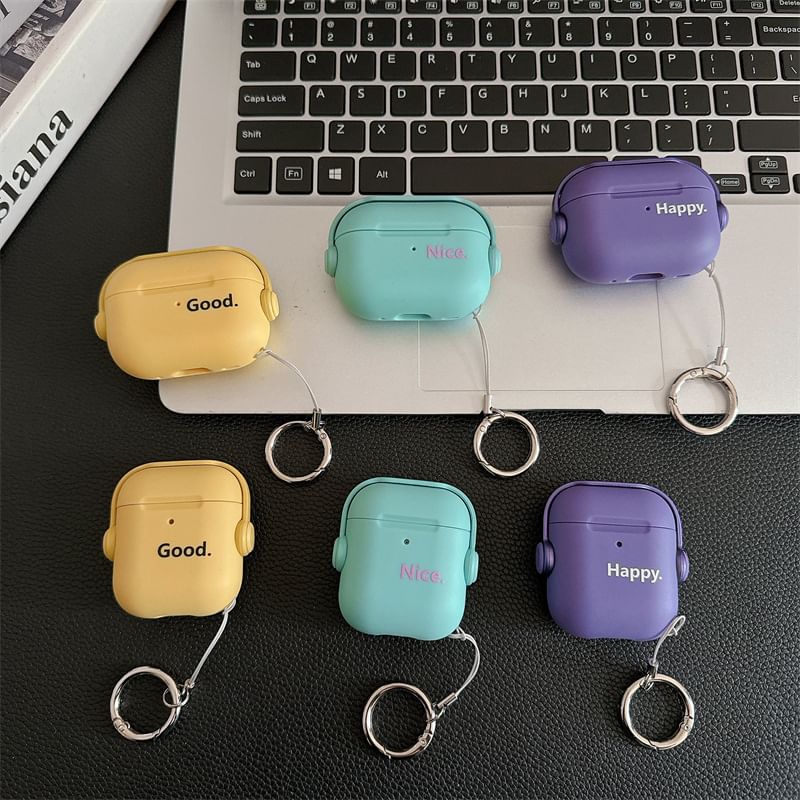 Set: Lettering AirPods / Pro Earphone Case Skin + Ring Hoop