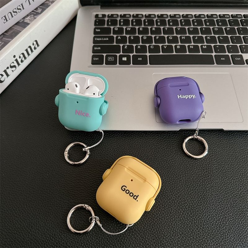Set: Lettering AirPods / Pro Earphone Case Skin + Ring Hoop