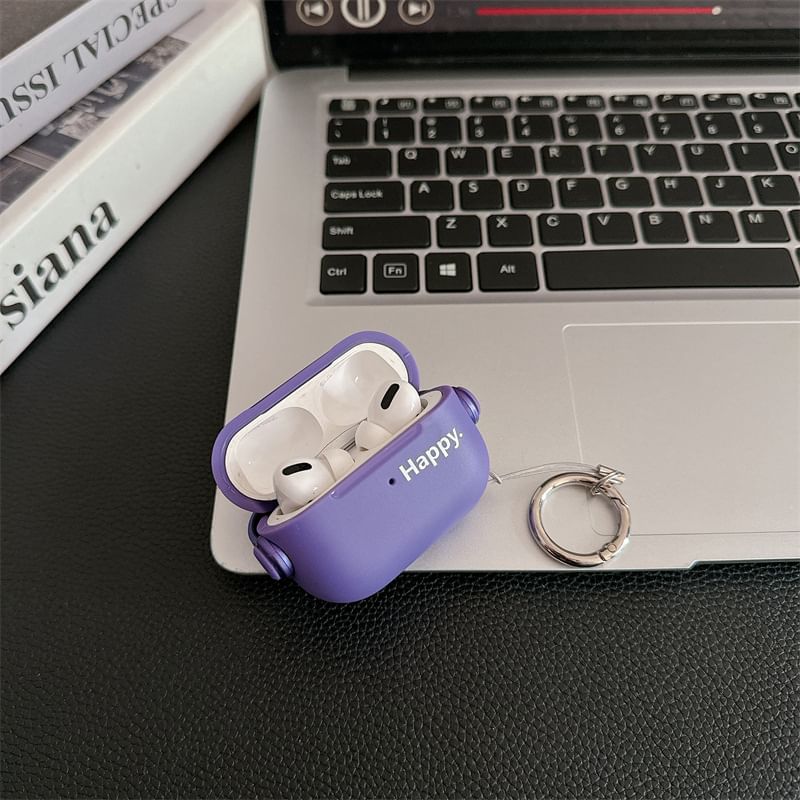 Set: Lettering AirPods / Pro Earphone Case Skin + Ring Hoop