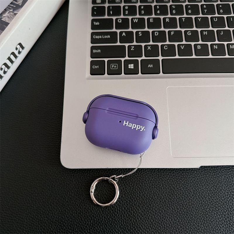 Set: Lettering AirPods / Pro Earphone Case Skin + Ring Hoop