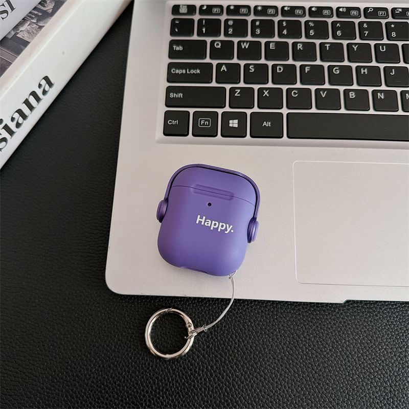 Set: Lettering AirPods / Pro Earphone Case Skin + Ring Hoop