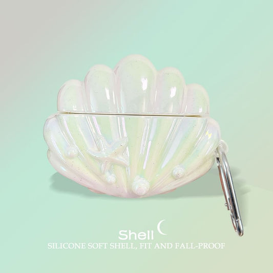 Shell AirPods / Pro Earphone Case Skin + Faux Pearl Strap / Ring Hoop / Set