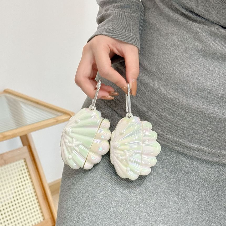 Shell AirPods / Pro Earphone Case Skin + Faux Pearl Strap / Ring Hoop / Set