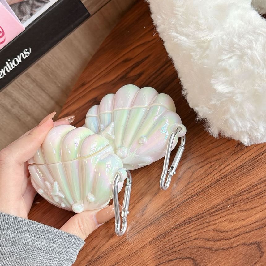 Shell AirPods / Pro Earphone Case Skin + Faux Pearl Strap / Ring Hoop / Set