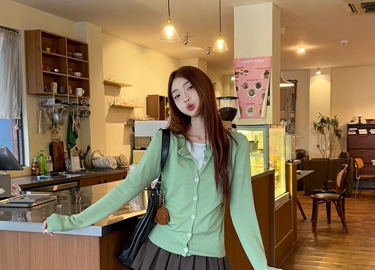 Round Neck Button Up Cardigan