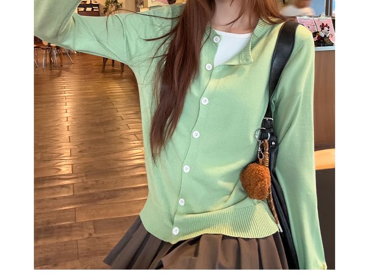 Round Neck Button Up Cardigan