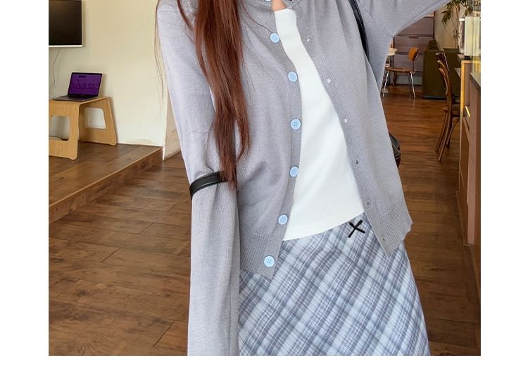 Round Neck Button Up Cardigan