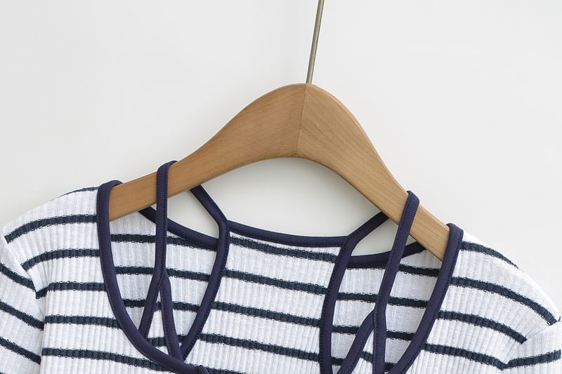 Striped Cami Top and Button Up Cardigan Set